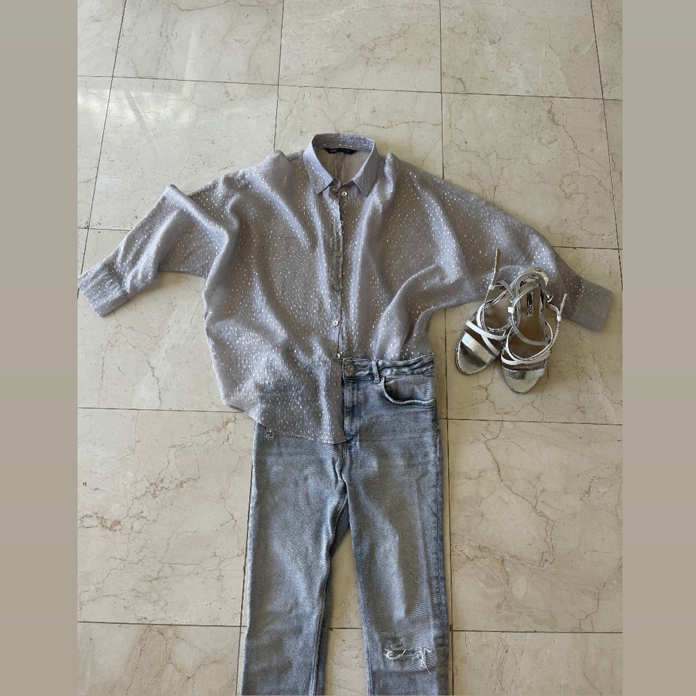 Zara Oversized Button Shirt - Picture 5 of 12